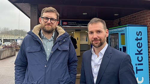Freddie van Mierlo MP at Haddenham and Thame Station