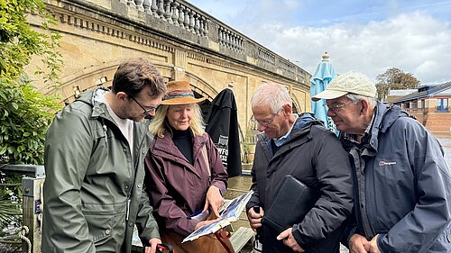 Picture show Freddie meeting with Amanda Chumas and other members of Henley HGV Watch Campaign