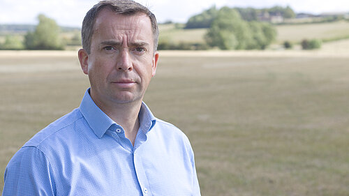 Calum Miller MP at the site for Botley West Solar Plant