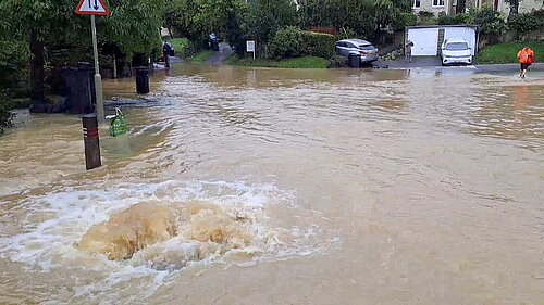 Image showing flooding in Crown Square, Wheatley last September