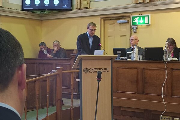 Olly speaking at council