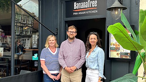 Freddie and the Banana Tree team during his visit