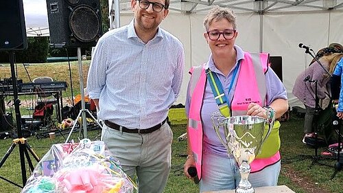 Freddie presenting prizes at the Regatta for the Disabled in Henley