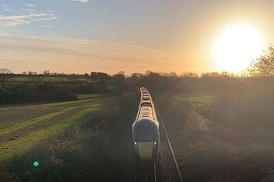 Train in the sunset