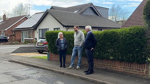 Freddie with residents on Keydale Road