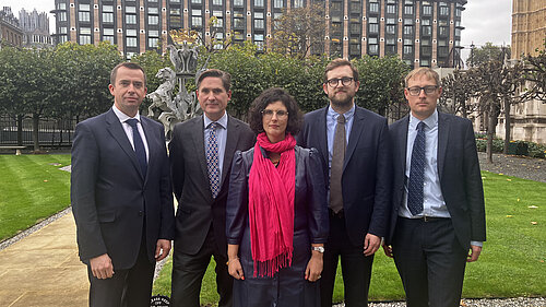 The five Liberal Democrat Oxfordshire MPs. From left to right: Calum Miller, Charlie Maynard, Layla Moran, Freddie van Mierlo and Olly Glover