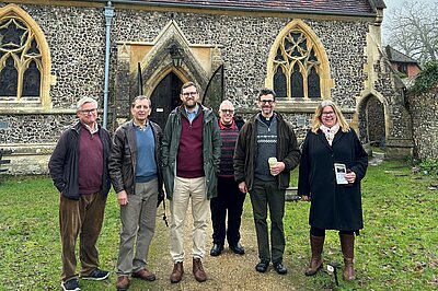 Freddie visiting St Mary's Church, Whitchurch