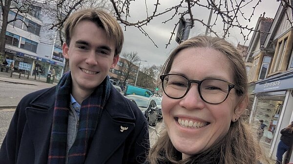 Theo Jupp and Katherine Miles campaigning.