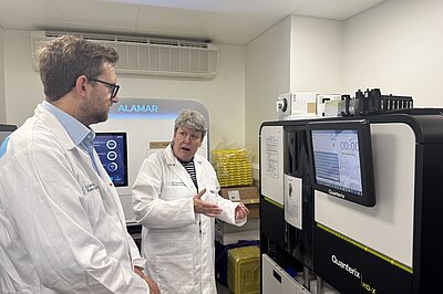 Freddie visiting the lab