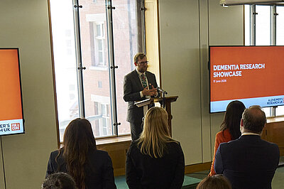 Freddie hosting an Alzheimer's and Dementia research showcase