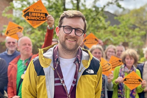 Freddie with local supporters