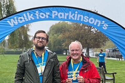 Freddie with fellow Lib Dem, Clive Jones MP at the Walk for Parkinsons