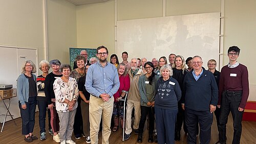Freddie with campaigners at Sonning Common Village Hall