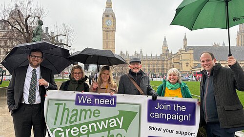 Freddie with campaigners in Westminster