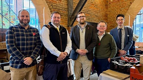Freddie with County Councillor Ben Higgins and representatives of the NFU and CLA in Watlington
