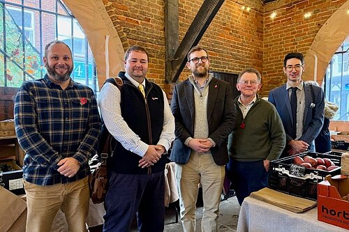 Freddie with County Councillor Ben Higgins and representatives of the NFU and CLA in Watlington