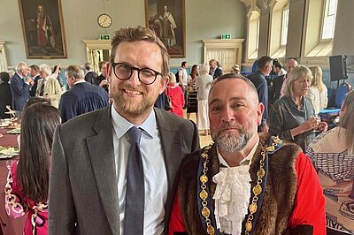Freddie standing next to the Mayor of Henley