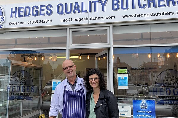 Layla Moran with a Botley Road business