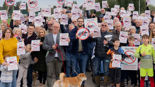 Freddie with fellow protestors in Thame