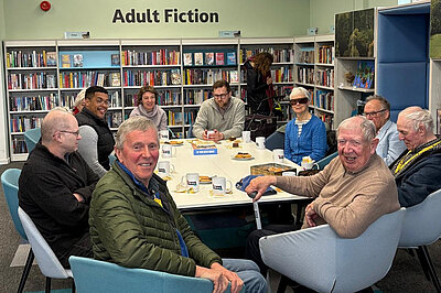Freddie visits MyVision Oxfordshire, a social group for those living with visual impairment, at Henley Library