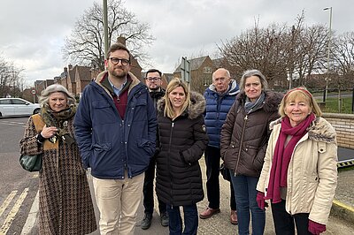 Thame HGV Campaigners with Freddie and County Councillor Kate Gregory