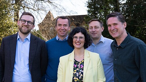 Left to right: Freddie van Mierlo MP, Calum Miller MP, Layla Moran MP, Olly Glover MP and Charlie Maynard MP