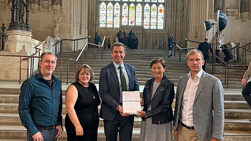 Calum Miller MP with local activists at Parliament