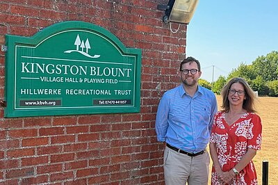 Freddie in Kingston Blount with County Councillor Georgina Heritage