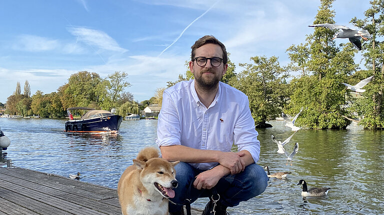 Freddie van Mierlo MP with his dog